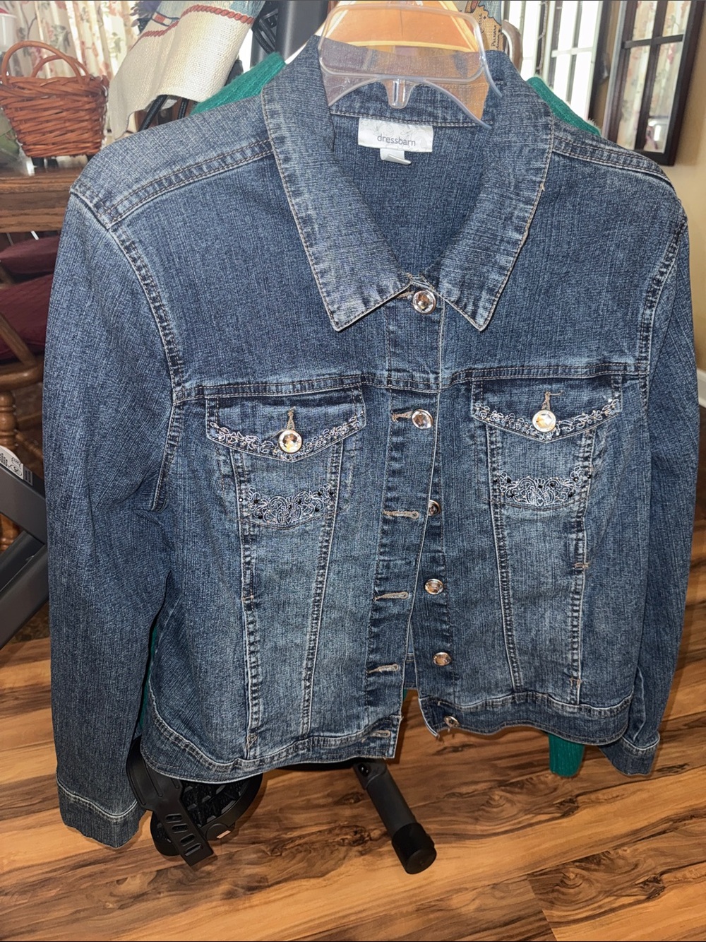 Dressbarn Denim Embellished Jacket-Sz XL